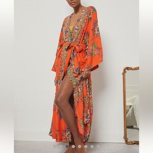 Anthropologie Emmanuelle Vibrant Floral Robe in size M/L